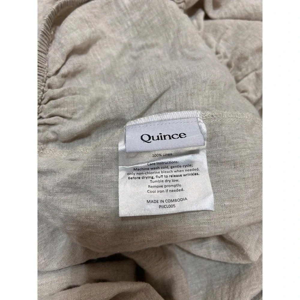 Quince 100% Linen TWIN Duvet Cover & Fitted Sheet Natural Flax Color